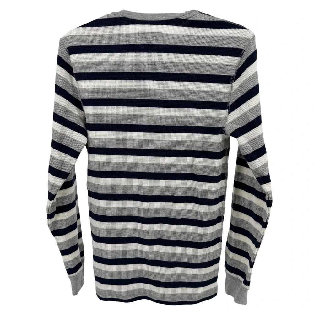 Polo Ralph Lauren Mens Small Sleepwear Thermal Shirt Striped Waffle Knit Grey S